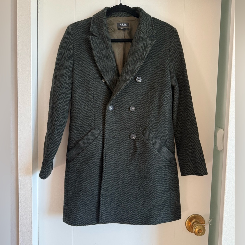 NWOT A.P.C. Joan Herringbone Wool Coat